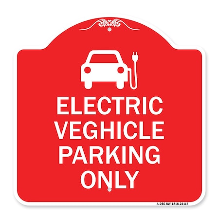 Signmission Electric Vehicle Parking W/ Graphic, Red & White Aluminum Sign, 18" x 18", RW-1818-24117 A-DES-RW-1818-24117